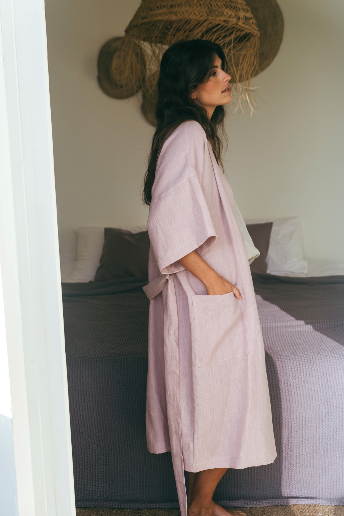 AmourLinen Linen pants Linen bathrobe Midnight Linen Bathrobe | AmourLinen | Linen Bathrobe Women