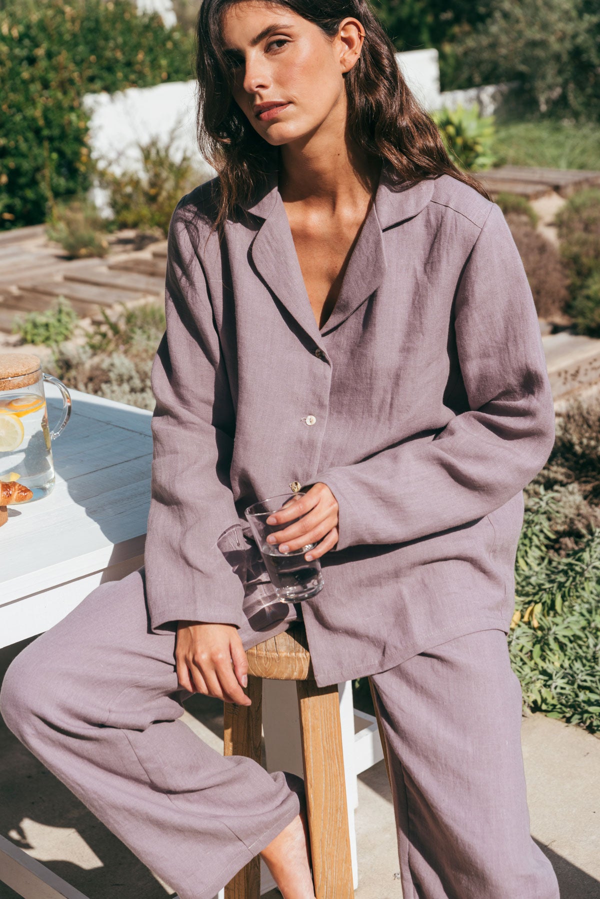 Nightly long sleeve pajama set in Dusty Lavender